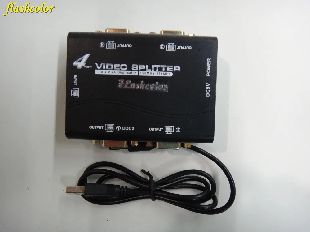 Новый видеоразветвитель Flashcolor 1 на 4 порта VGA Дубликатор в Выход 250 МГц устройство