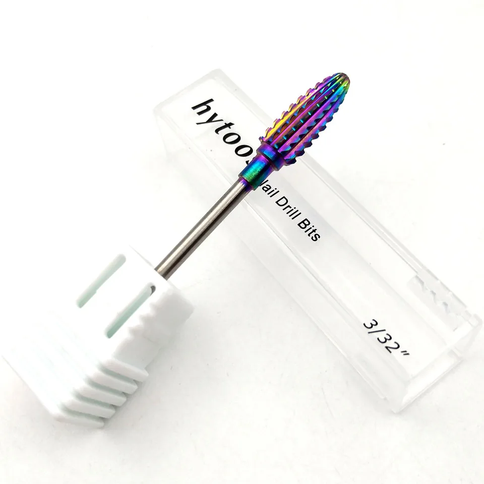 Фрезы для ногтей HYTOOS радужные вольфрамовые твердосплавные фрезы маникюрные