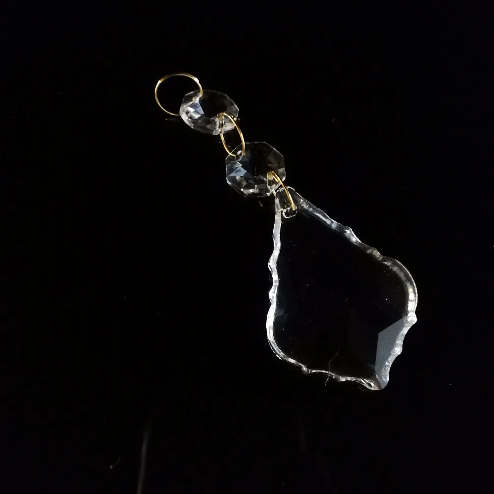 

50mm 30 pieces Clear Maple Leaf Chandelier Crystal glass with 2 octagon bead For Lighting Glass Hanging Part