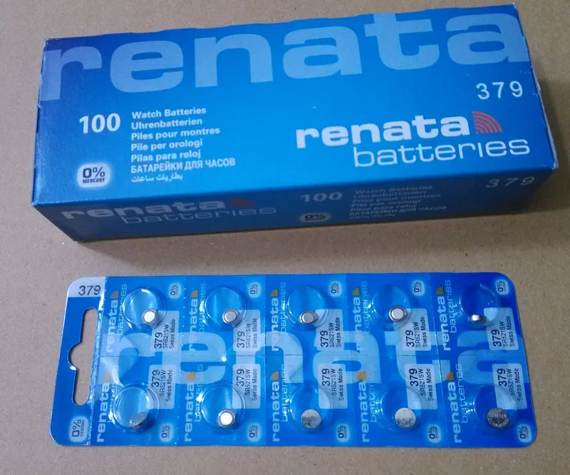 10Xrenata Silver Oxide Watch Battery 379 SR521SW 521 1.55V 100% original brand renata battery | Электроника