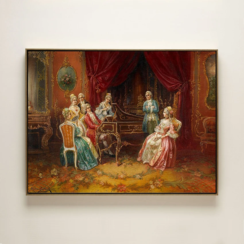 Классическая Музыкальная фигура дворца вечерние картины маслом печать на холсте