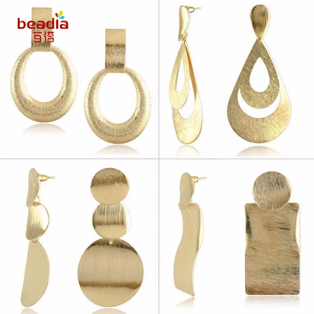 Винтажные металлические серьги с одной цепочкой круглые и квадратные круглой