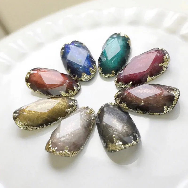 Прозрачные пластиковые 3D-Наклейки для ногтей полые наклейки с драгоценными