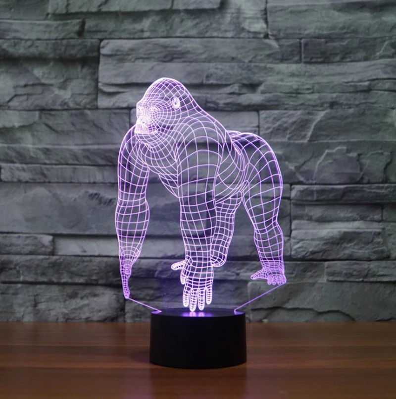 

New chimpanzee 3D lamp colorful touch LED vision lamp gift atmosphere lamp
