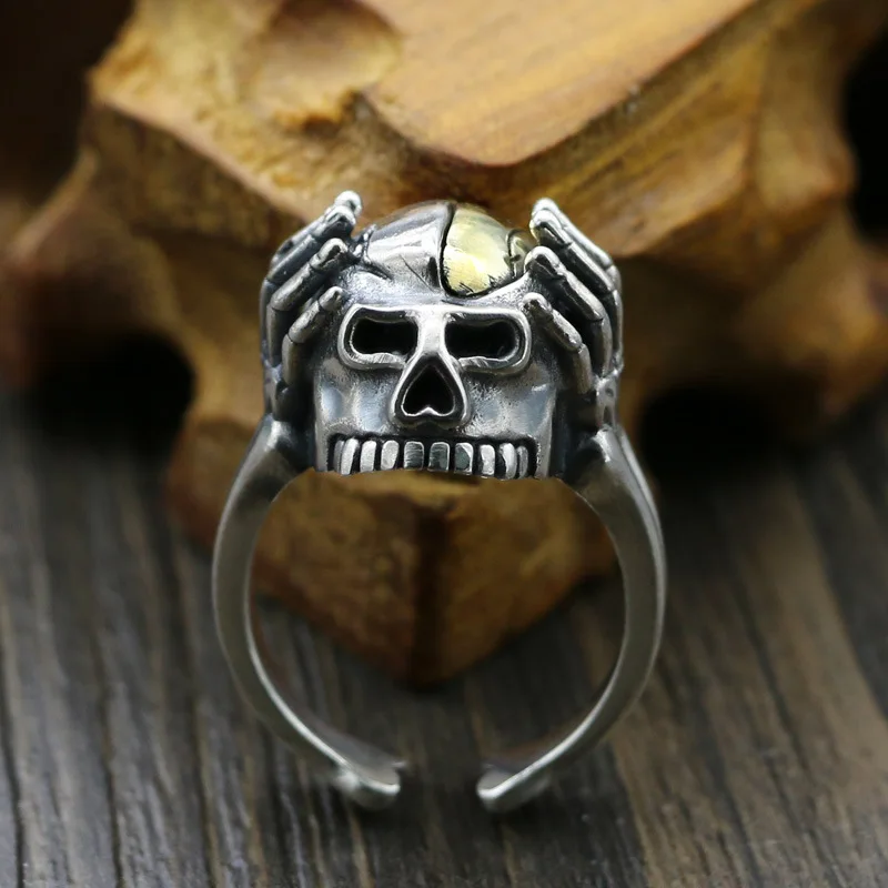 Кольцо серебряное в стиле ретро для ночного клуба|silver skull ring|skull ringsilver ring |