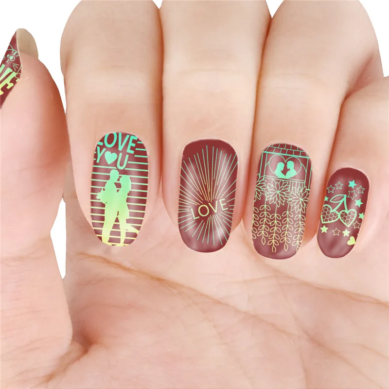 

BeautyBigBang 6*12cm Stamping Plate For Nails Rose Flower Love Image Valentine's Day Nail Stamping Plates Nail Art Tools