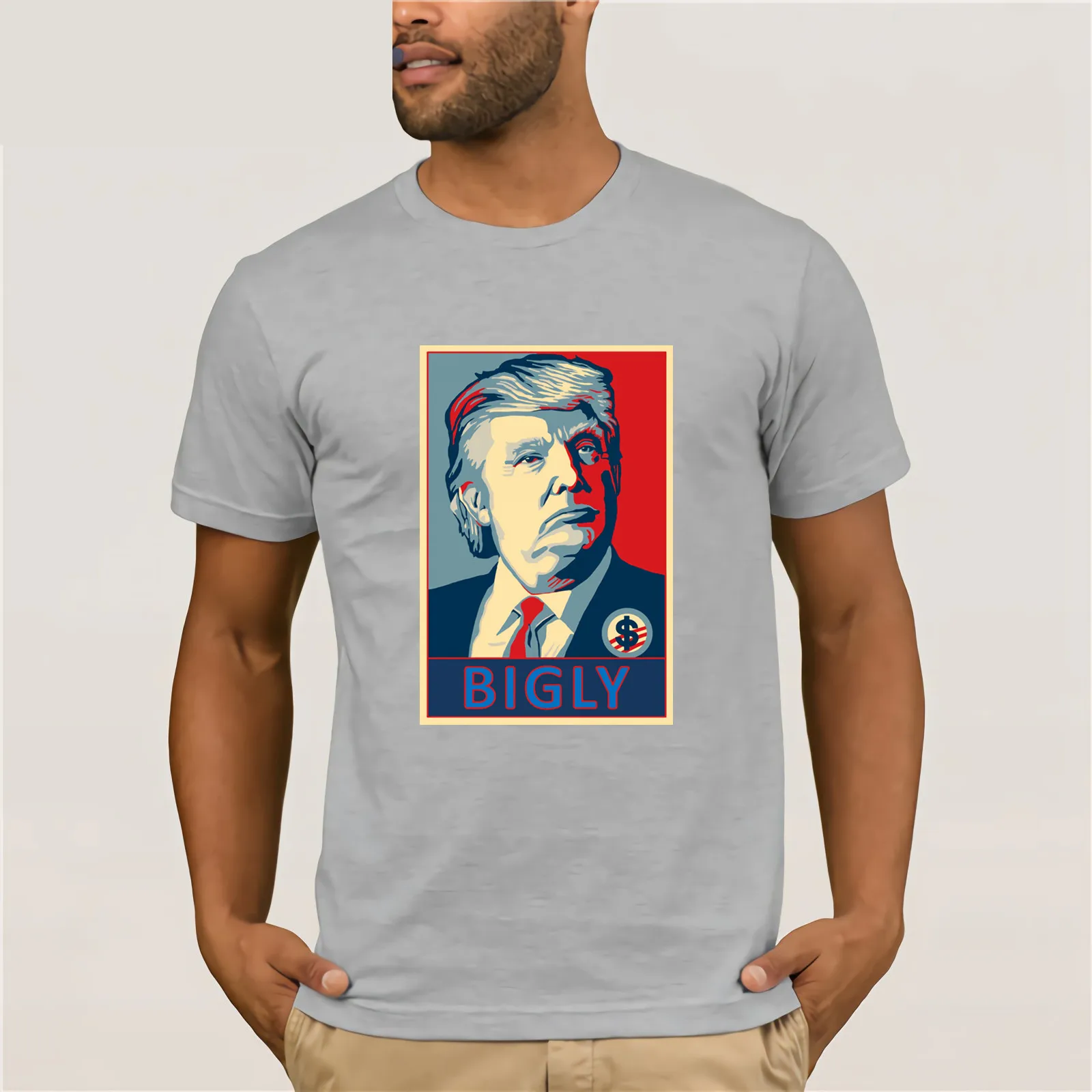 В Bigly Now Trump футболка хлопковая Футболка Молодежный тренд Мужская с короткими