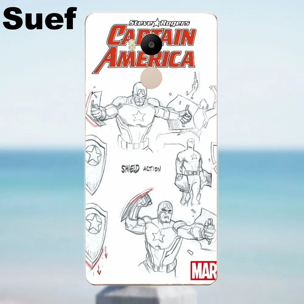 Suef мягкий оригинальный Капитан Америка Звездный щит Marvel для Xiaomi Redmi 4 3 3S Pro Mi3 Mi4 Mi4i