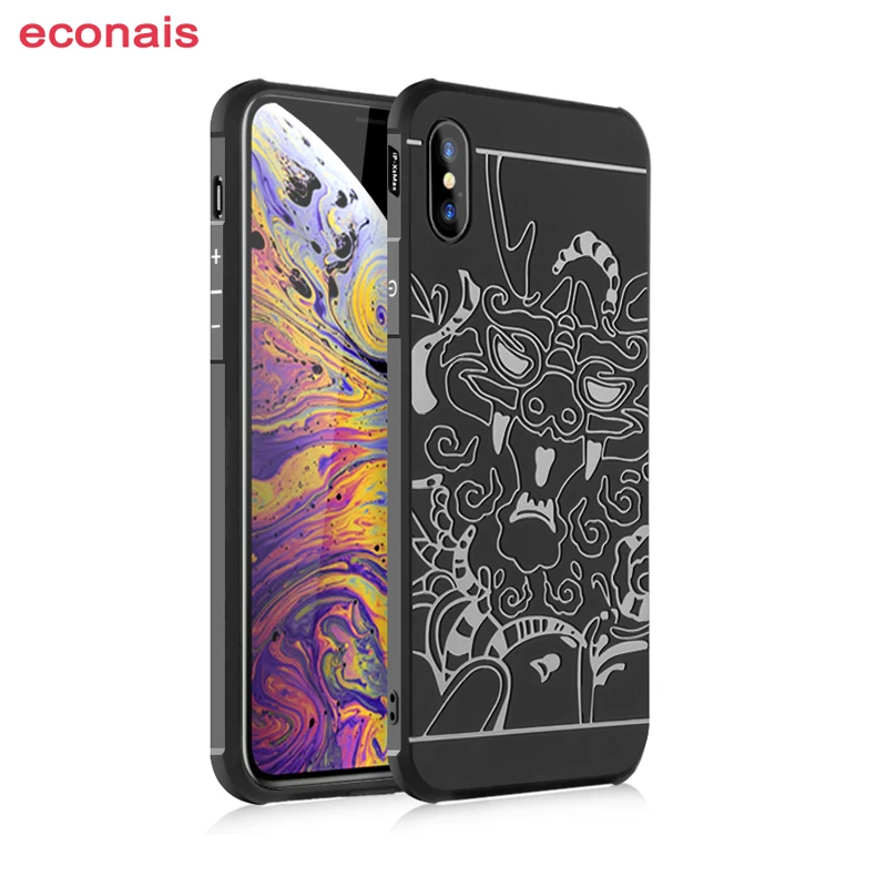 Econais чехол для iPhone X крышка fundas Xs назад оболочки роскошный дизайн 3D Дракона Для Max