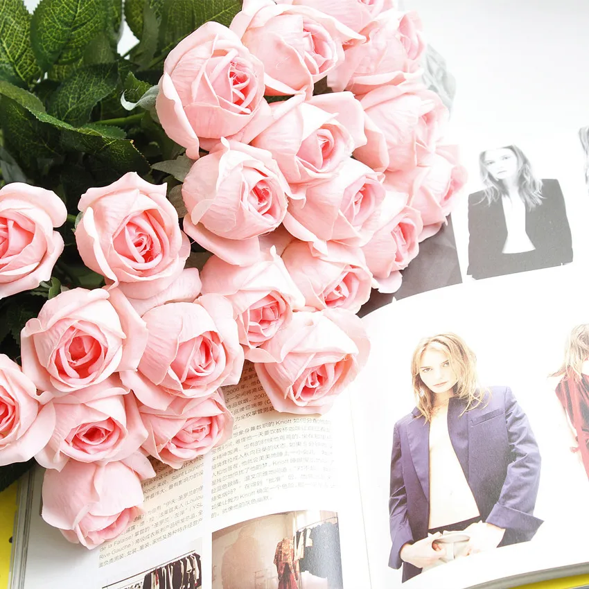 

Artificial Real Touch Fresh Moisturizing Rose Flowers Artificial For Home Decoration Accessories Decor Table Plastic Fake Flower