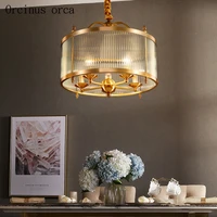 american style retro led glass chandelier living room corridor restaurant light luxury creative personality copper chandelier