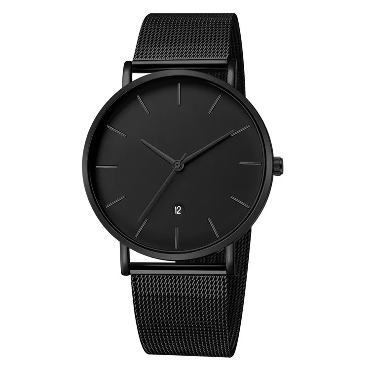 Черные наручные часы Мужские платье известный бренд из нержавеющей стали