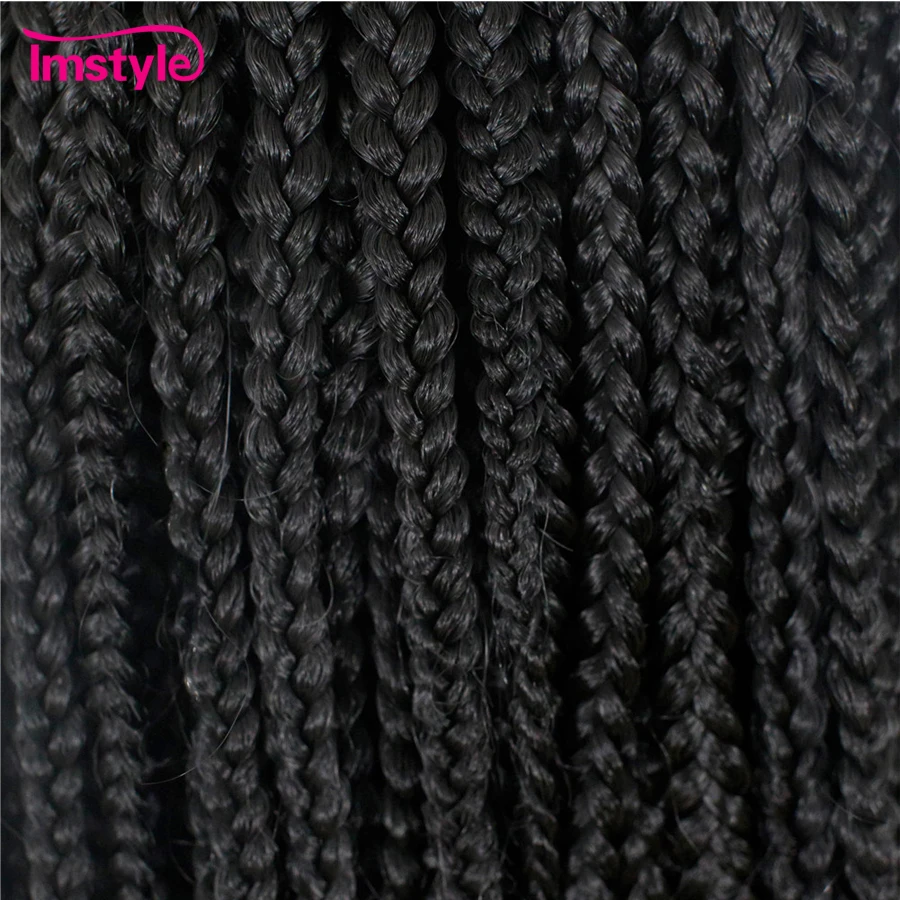 Imstye 1B # Плетеный коробка парики из косичек для Женский черный синтетический