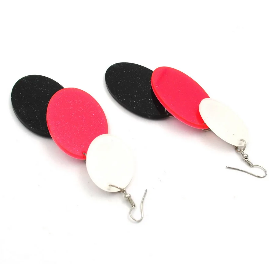 Ювелирные изделия розовый белый черный акрил длинные болтались серьги моды