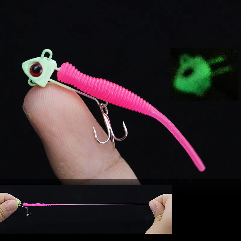 Мини свечение рыбы Форма Jig Head ночная рыбалка приманка 5 см/1 4 г см/2 2g