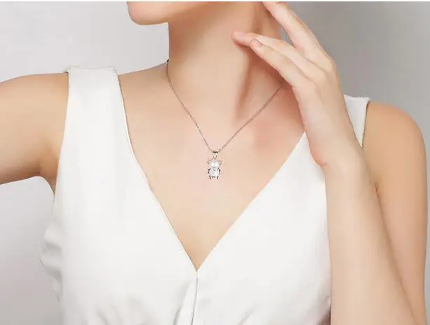 S925 ювелирные изделия оптовая продажа мода просто жемчужина мишка бесплатная