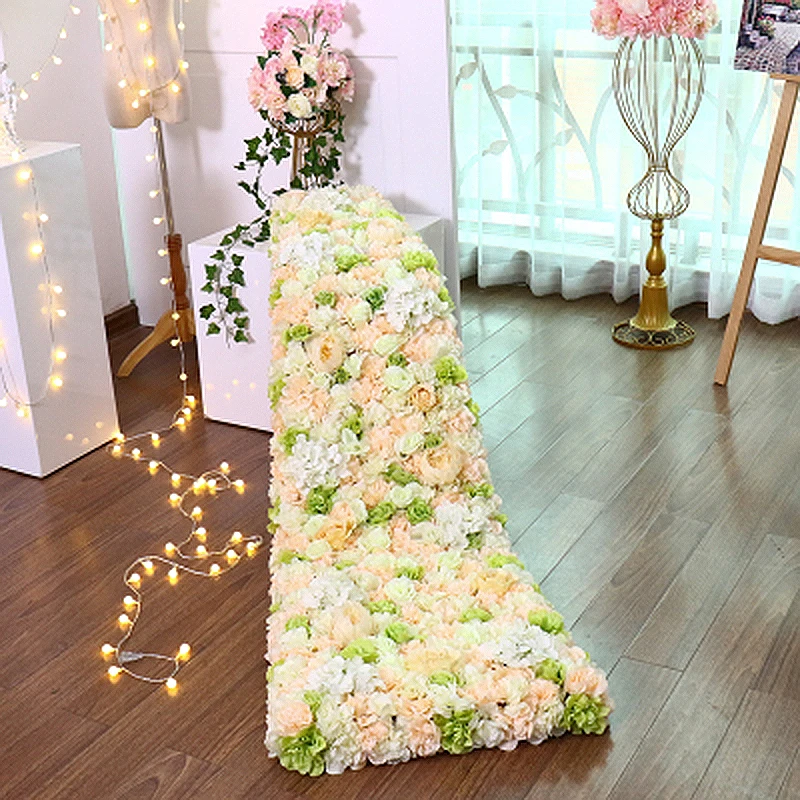 Champagne Wall Искусственный шелк цветок стена роза искусственный цветок голова Гортензия ряд цветов стены сцена фон для дома Свадебная вечеринка украшения - Цвет: Champagne Wall