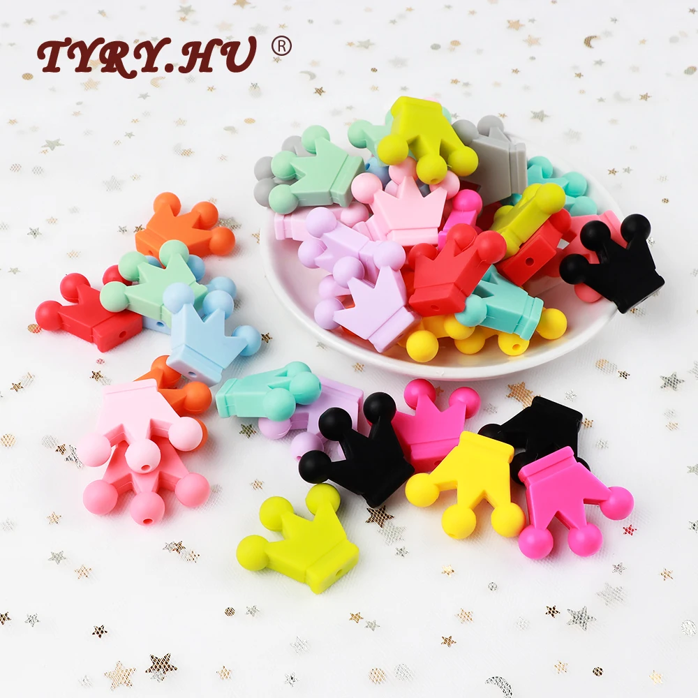 

TYRY.HU 20pc Cartoon Crown Silicone Beads Rodents Food Grade Baby Teething Toy DIY Teethers Necklace Nursing Accessorie And Gift