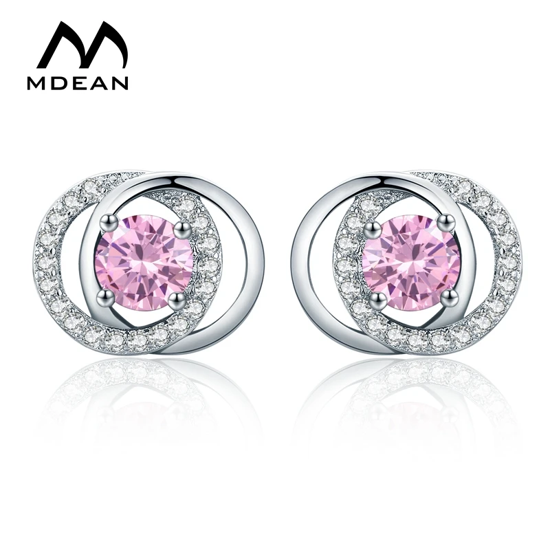 Серьги MDEAN из белого золота с розовым цирконием класса ААА Модные женские серьги