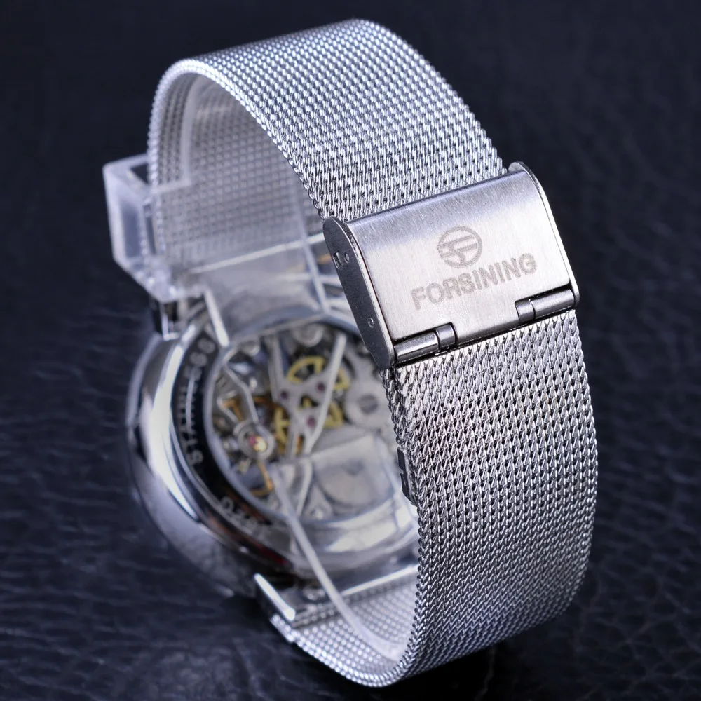 Forsining 2017 модные повседневные часы нейтральный дизайн серебристый стальной
