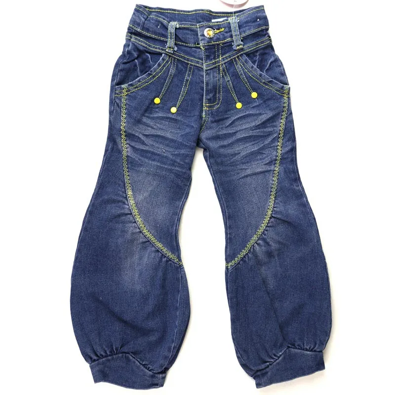 

Детские джинсовые шаровары, блестящие желтые брюки с вышивкой, танцевальные брюки на 3 пуговицах с кристаллами, на молнии, в стиле хип-хоп, ...