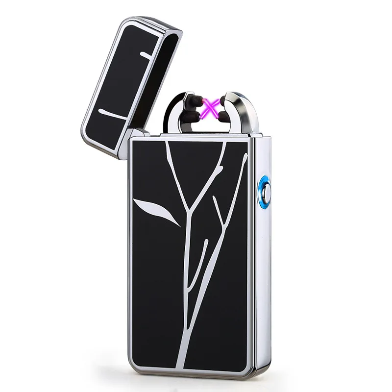 10pcs/lot business models USB electronic pulse double fire lighter metal windproof personalized Valentine's day gift | Дом и сад