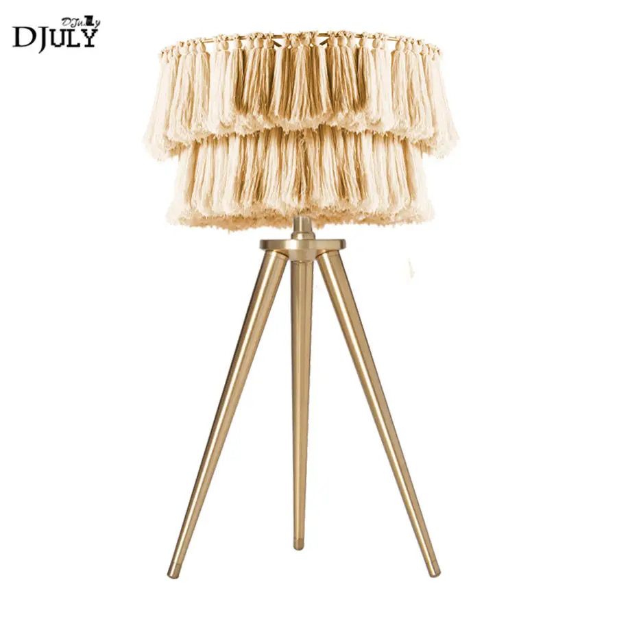 table lamp d Дизайнерская тканевая настольная лампа в скандинавском стиле с кисточками для спальни, гостиной, кабинета, Романтические свадебные настольные лампы, домашний декоративный светодиодный светильник - Цвет абажура: table lamp d