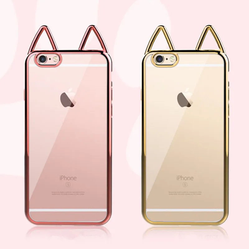 Роскошный чехол с милыми кошачьими ушками для телефона iphone 6 S 7 8 Plus Мягкий
