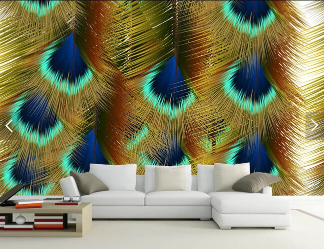Пользовательские фотообои перо павлина 3D современные обои роспись для гостиной