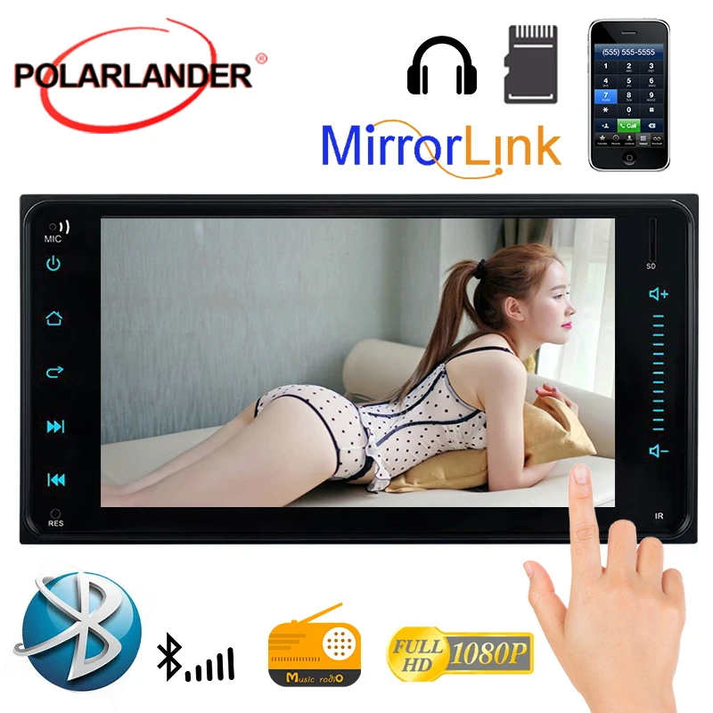 Универсальный 7 &quot2din сенсорный экран Bluetooth MirrorLink FM/AUX задняя камера MP5 плеер для
