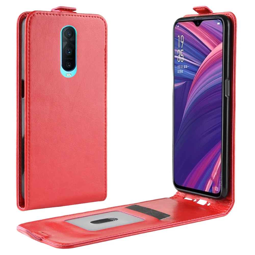 Флип-чехол для OPPO R17 Pro кожаный плотный однотонный с отделением карт | Мобильные