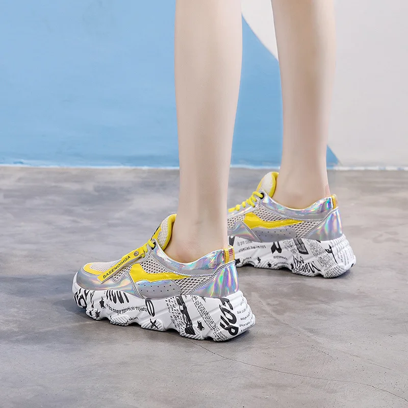 Повседневная обувь Женские сетчатые кроссовки на массивной платформе zapatos de mujer