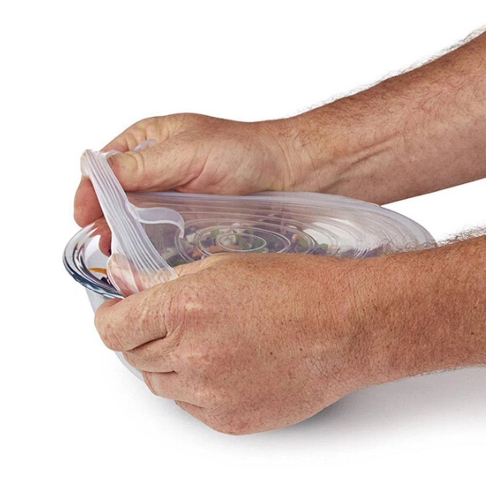 6 шт. силиконовые стрейч герметичны в вакуумной крышки свежести герметичным Еда