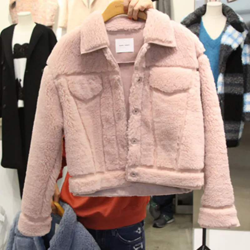 2016 Новый Дизайн Осень Зима S ~ XL Теплые Твердые Розовый Серый Ягнят Шерсть