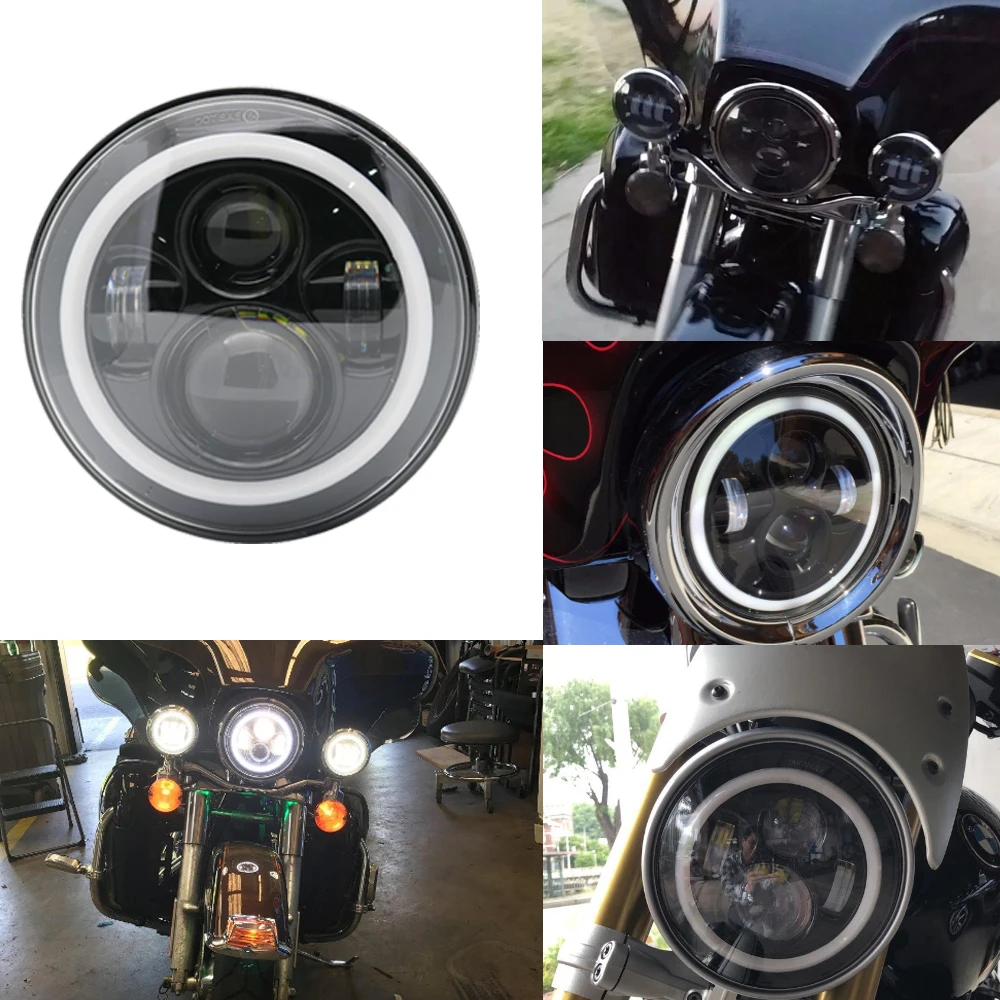 7 дюймовый светодиодный светильник для Harley moto rcycle проектор Moto Hi/короче спереди и