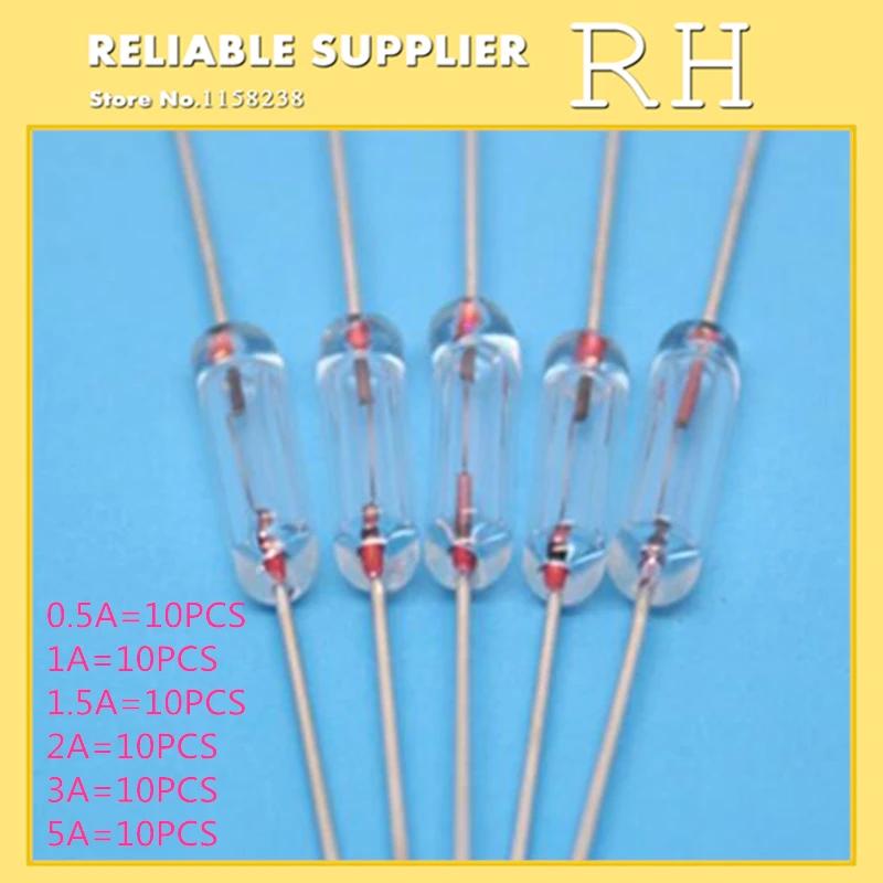 Предохранитель 60 шт./лот 3*10 мм 0 5 A 1A 1 a 2A 3a 5a полностью стеклянный предохранитель с