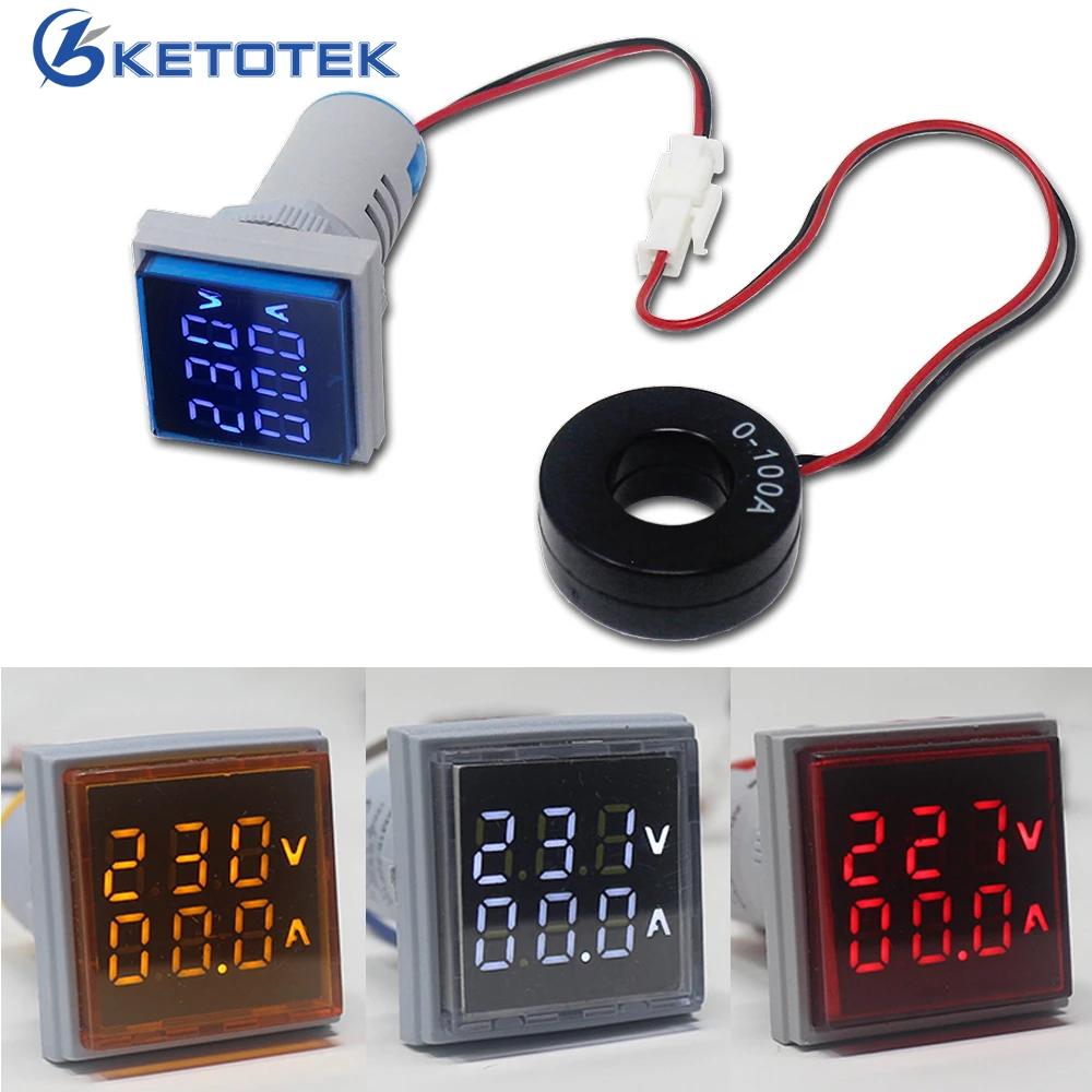 Двойной светодиодный вольтметр переменного тока амперметр 60 500 В 0 100A цифровой