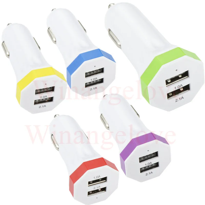 

Universal Dual 2.1A+1A 2 Port Alloy USB Car Charger Adapter For iPhone X 8 7 6 FOR Samsung s9 s8 colorful