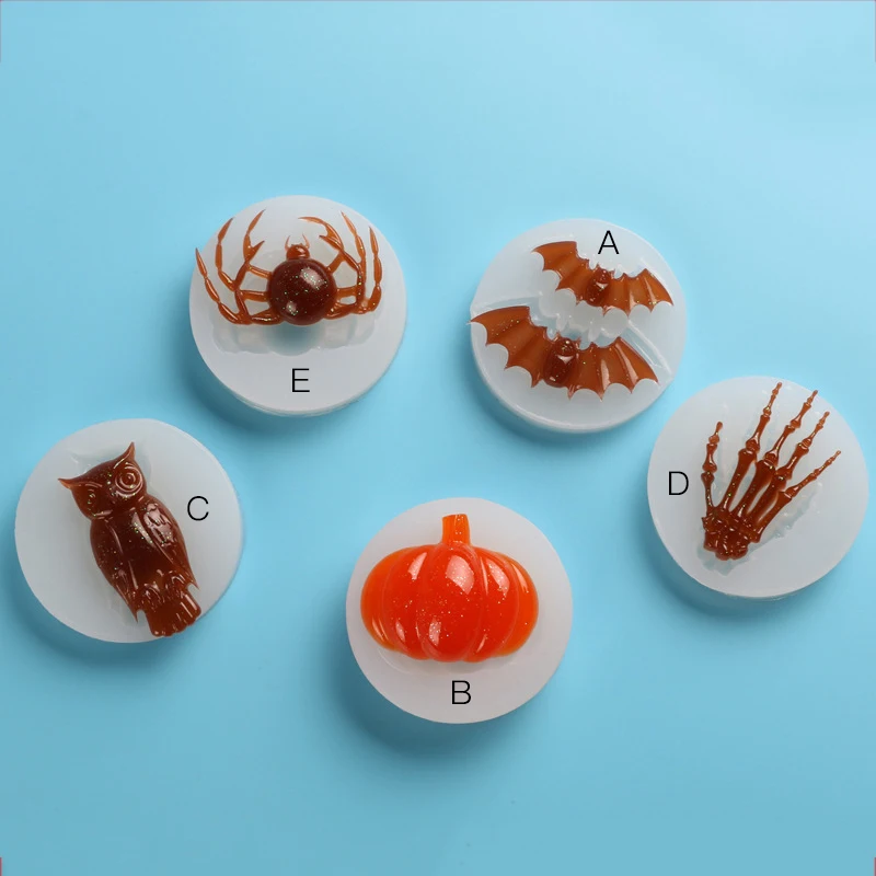 Halloween Fondant Cream Chocolate Silicone Molds Hand Skeleton Spider Bats Pumpkin Owls Clay Kitchen Baking Cupcake Tools | Дом и сад
