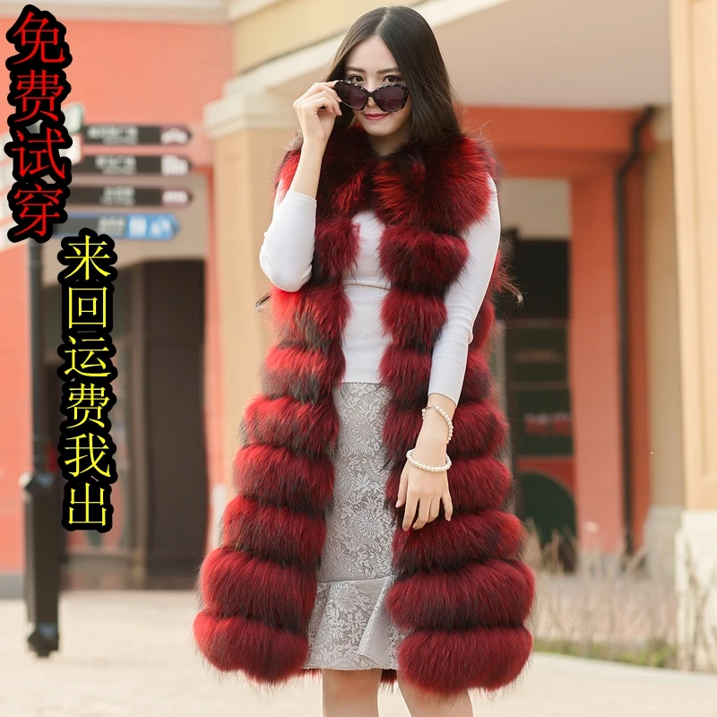 2019 новые с мехом енота меховой жилет из лисьего меха короткий длинный без рукавов
