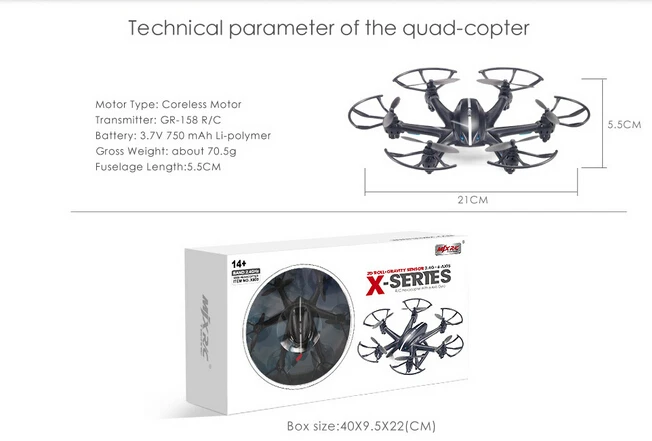

Gravity Control Mode Drone MJX X800 2.4G RC quadcopter AR.drone rc heliCopter 6-axis Can add C4002 camera & C4005 FPV quadcopter