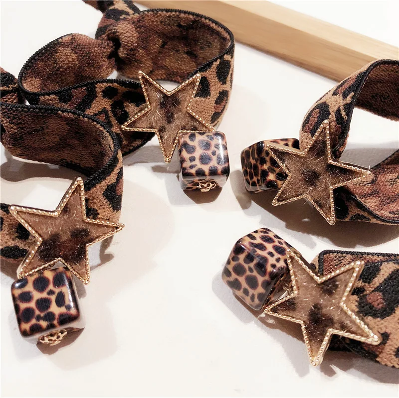 Резинка для волос женская с леопардовым принтом роскошный эластичный аксессуар