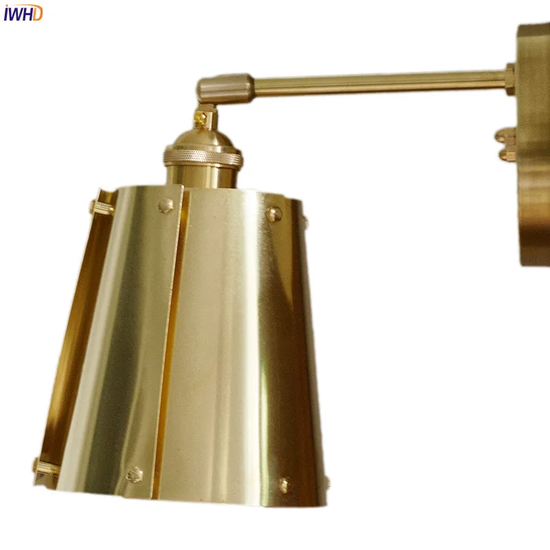 

IWHD Brass Copper LED Wall Lamp Beside Bathroom Mirror Light Wandlamp Vintage Nordic Wall Lights Fixtures Home Lighting