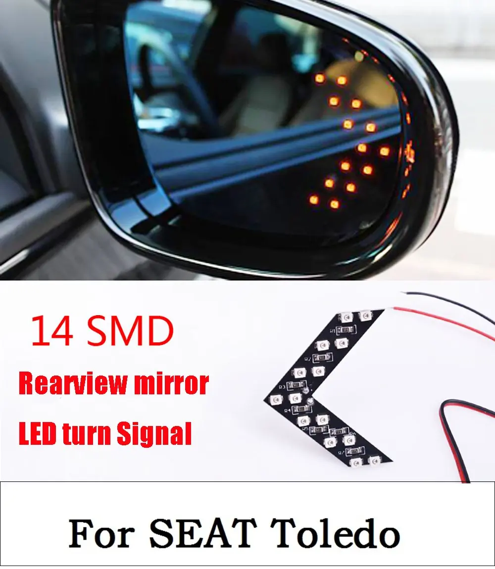 2017 автомобилей Стайлинг 14 SMD LED Arrow Панель Fit зеркало заднего вида указателя