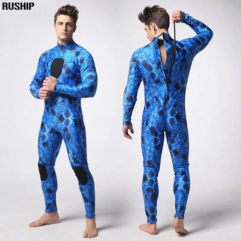 3 мм профессиональный костюм для дайвинга Камуфляжный синий гидрокостюм неопрен
