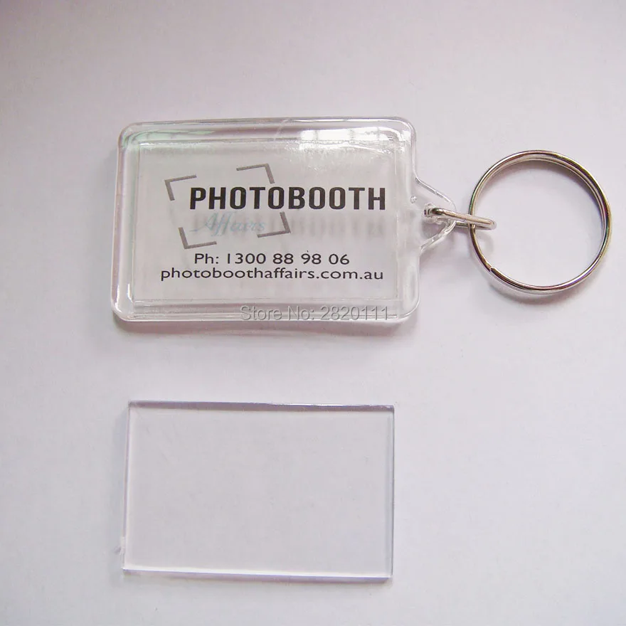 Оптовая продажа 100 шт пустые акриловые прямоугольные брелки для фотографий