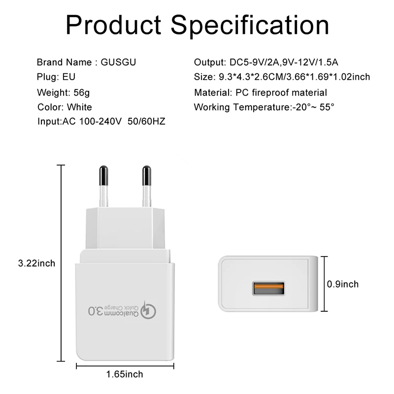 Быстрое зарядное устройство GUSGU быстрое USB 3 0 для iPhone XS XR 8 7 iPad настенный адаптер
