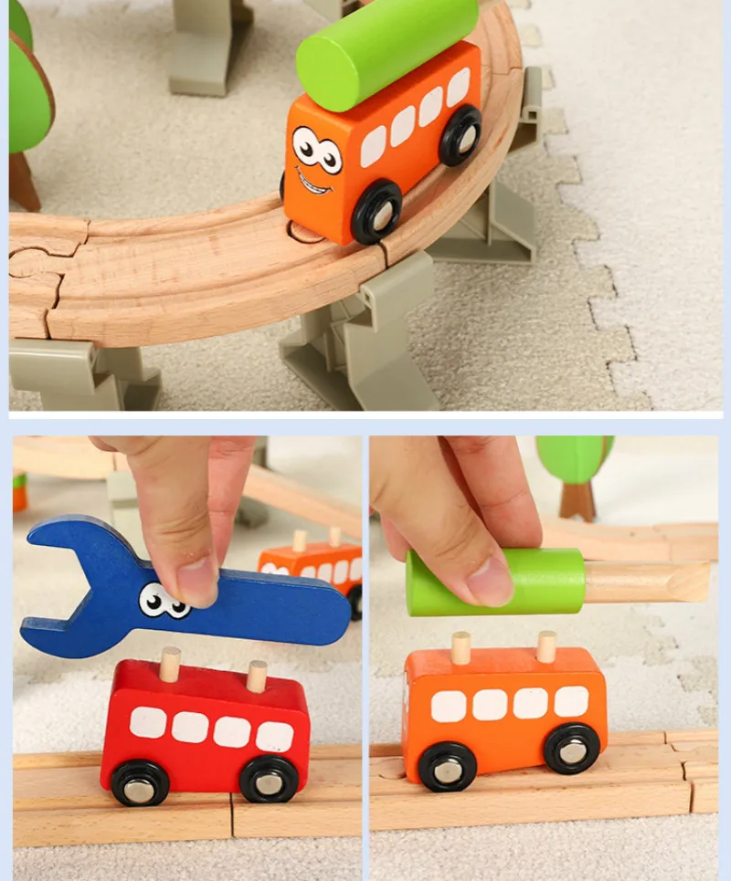 Деревянная электрическая железная дорога костюм Детская обучающая игрушечная