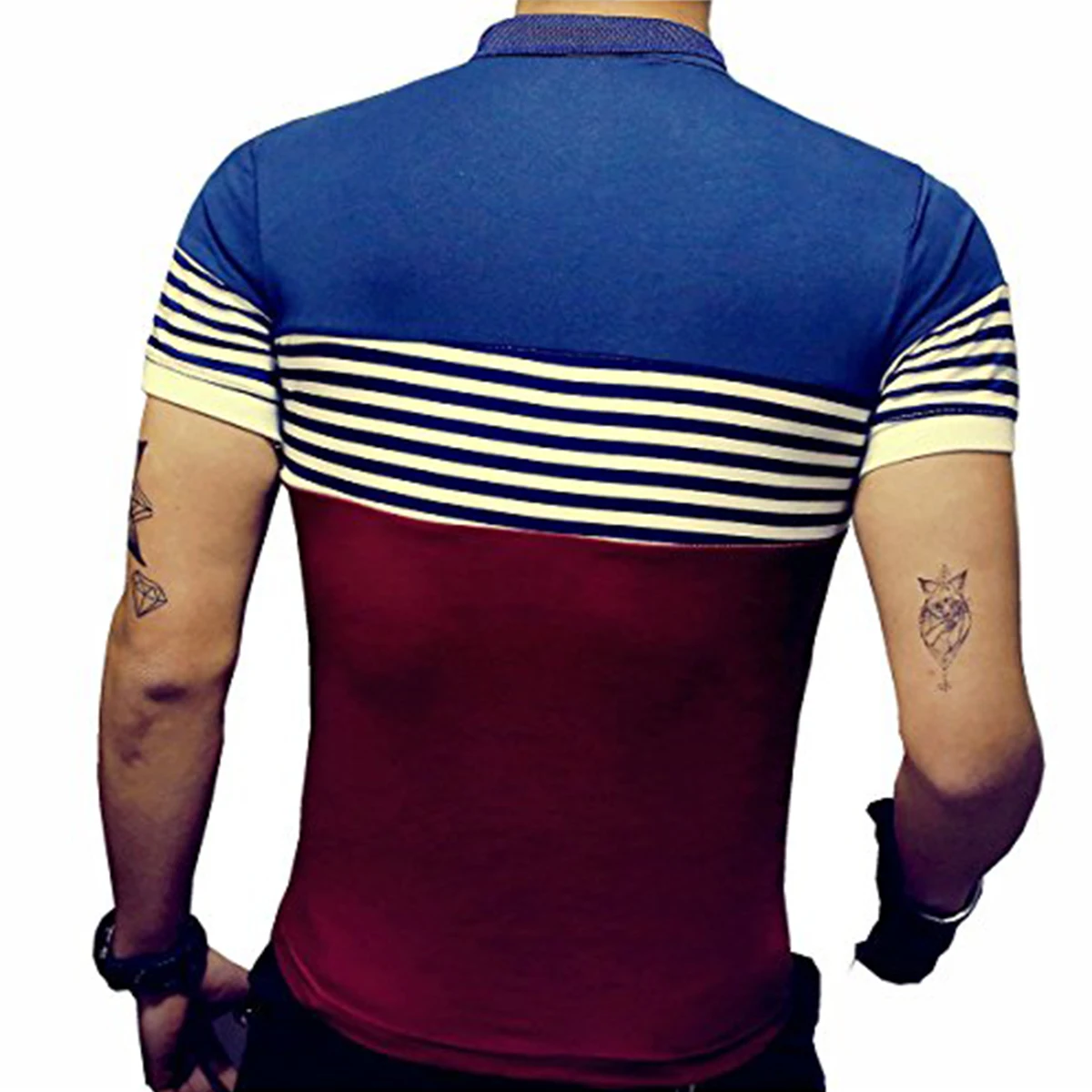LOGEEYAR Мужская рубашка поло летняя повседневная приталенная контрастная прошивка