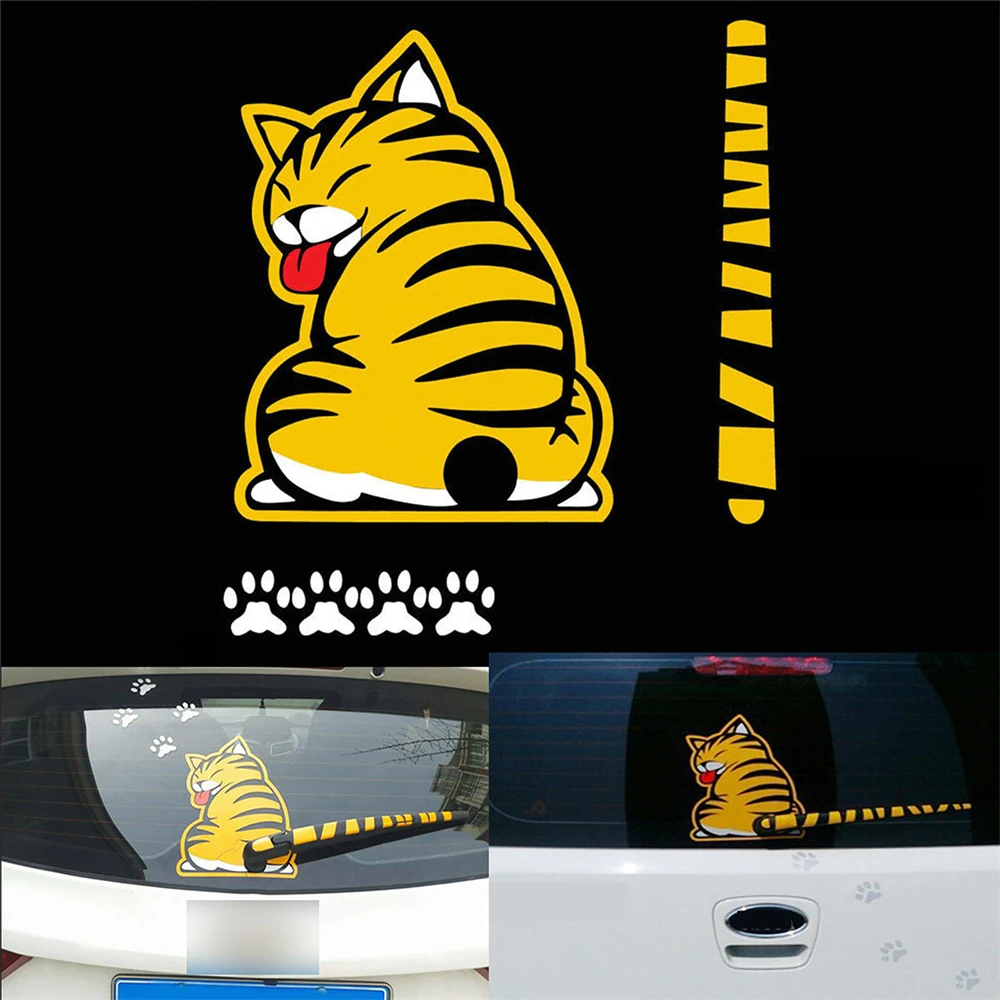 Кошка подвижный хвост лапы автомобильные наклейки 3D креативный мультфильм авто